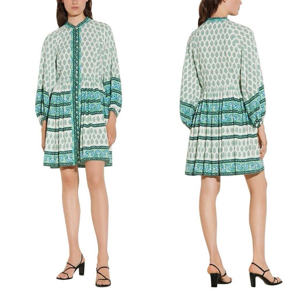 Sandro Naima Printed Mini Long Sleeve Dress